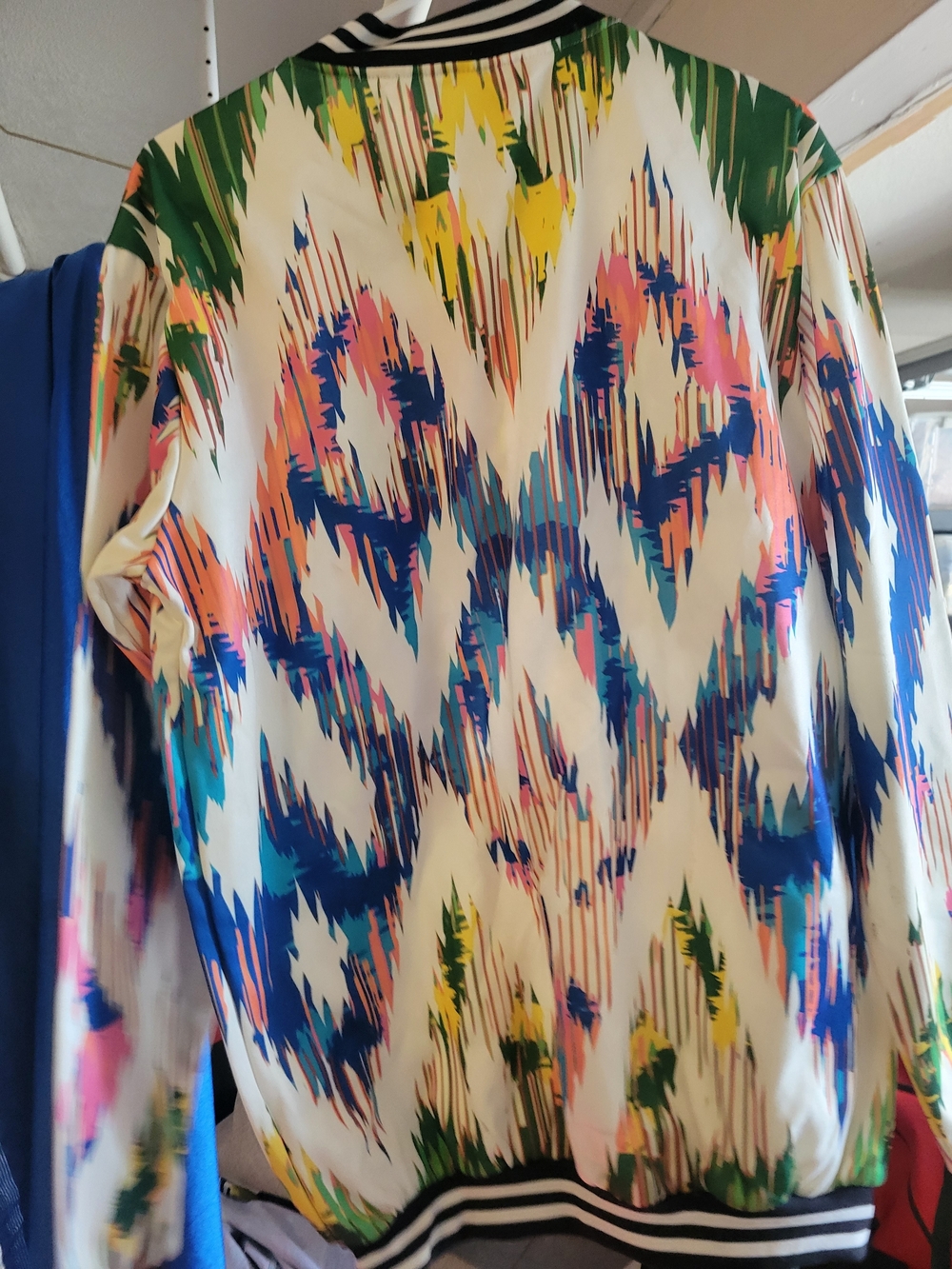 Multicolor Abstract Varsity Jacket Like New - Picture 3 of 3
